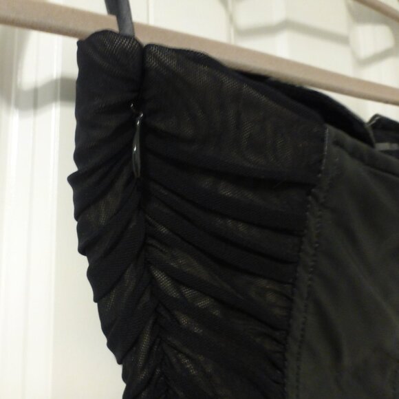 BEBE black ruched mesh and faux leather strapless tube dress - Picture 11 of 14